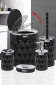 Okyanus Home DMD-02(467-1-S) Diamond Siyah Kromlu Click Kapak 5'li Banyo Seti OKY-1303 - 2
