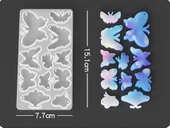 EPOKSİ REÇİNE SİLİKON KALIP İTHAL MUHTELİF KÜÇÜK KELEBEK ANAHTARLIK KÜPE SİLİKON KALIP HB5021-0041 - 1