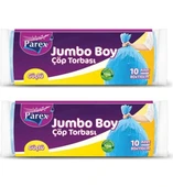 Parex Güçlü Çöp Poşeti Jumbo Boy 80 x 110 Cm 10 Lu - Mavi x 2 Paket - 1