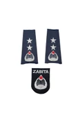 Zabıta Komiseri Omuz Apoleti Yeni Model Zabıta Armalı Komiser  İKİ Yıldız + Defneli Göğüs Arması - 4