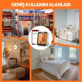 ThermoPro TP358-2X Telefon Kontrollü, Saatli İç Mekan Sıcaklık ve Nem Ölçer Termometre 2 Adet thumbnail 8