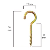 Piton 20*80 Çengel 5cm Vidalı Askı Eğri Se Demir Duy Kanca -20 Adet - 3
