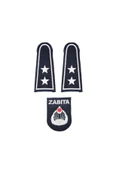Zabıta Komiseri Omuz Apoleti Çerçeveli Zabıta Armalı Komiser  İKİ Yıldız + Defneli Göğüs Arması - 2