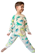 Erkek Çocuk Üzeri Dinazor Baskılı Bisiklet Yaka Pijama Takımı - 5