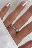 Gümüş Renk Altın Rodaj Tiffany Model Çelik Su Yolu Yüzük Ayarlanabilir - 3
