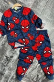 Erkek Çocuk Ağ ve Örümcek Adam Kafa Baskılı Lacivert Pijama Takımı thumbnail 4