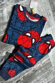 Erkek Çocuk Ağ ve Örümcek Adam Kafa Baskılı Lacivert Pijama Takımı - 5