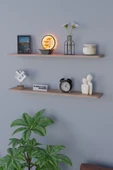 Dekoratif Uçan Duvar Rafı 2 Adet Gizli Monteli Raf Oval Kesim 80x18 Cm - 3