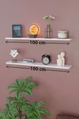 Dekoratif Uçan Duvar Rafı 2 Adet Gizli Monteli Raf Oval Kesim 100x18 Cm - 1