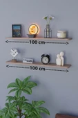 Dekoratif Uçan Duvar Rafı 2 Adet Gizli Monteli Raf Oval Kesim 100x18 Cm - 1