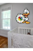Sevimli Daffy Ördek Montessori Çocuk Odası Eğitici Ahşap Duvar Saati - Sessiz Mekanizma, Şık Tasarım - 3