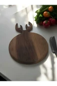 Ceviz Ağacı El Yapımı Sunumluk Doğrama Kesme Tahtası Geyik Model 25*40cm - 6