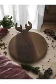 Ceviz Ağacı El Yapımı Sunumluk Doğrama Kesme Tahtası Geyik Model 25*40cm - 4