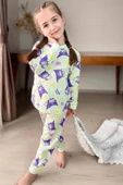 Kız Çocuk Kuromi Karakter Baskılı Açık Yeşil Pijama Takımı - 1