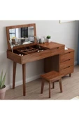 One Design Masif Ahşap Makyaj Masası Ceviz Renk Tuvalet Masası - 1