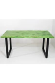 Hous Mobilya Eskitme Yeşil Kare Ayak Ahşap Yemek Masası 190x85 Cm - 2