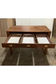 One Design Masif Çalışma Masası Ahşap Masa 3 Çekmeceli Masa 84X120X60 - 6