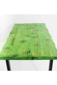 Hous Mobilya Eskitme Yeşil Kare Ayak Ahşap Yemek Masası 190x85 Cm - 1