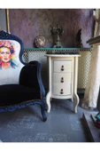 Moza Sanat Krem Eskitme 3 Çekmeceli Ahşap Vintage Komodin - 1