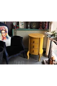 Moza Sanat 3 Çekmeceli Vintage Sarı Eskitme Komodin - 2