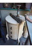 Moza Sanat Krem Eskitme 3 Çekmeceli Ahşap Vintage Komodin - 5
