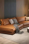 Pucci Home Best Sofa Suni Deri Kahve Renk Köşe Koltuk - 1