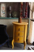 Moza Sanat 3 Çekmeceli Vintage Sarı Eskitme Komodin - 3