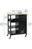 Varsthree 3 Çekmeceli Ve 3 Depolama Raflı Tekerlekli Modern Mutfak Arabası thumbnail 3