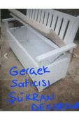 BUĞLEM 120 45 45h Şükran Dekor Beyaz Ahşap Bahçe Teras Ev Sandıklı Sedir Bank Depolama Sandığı - 7