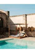 Passion UCTOS    2 Kişilik Ahşap Dekoratif Şezlong Dış Mekan Perdeli Havuz Başı Çatılı Daybed Şezlong - 3