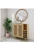 2K Wood Design Ahşap Bar Dolabı Kapaklar Jüt Kumaş Detaylı - 1