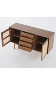 One Design Masif Ahşap Konsol Çekmeceli Kapaklı Ahşap Konsol Ceviz - 5