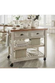 One Design Tekerlekli Mutfak Tezgahı Çekmeceli Raflı Kahve Bangosu Sunum Standı 75X100X45 - 1