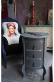 Moza Sanat Gri  Eskitme 3 Çekmeceli Vintage Komodin - 7