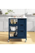 Varsthree 3 Çekmeceli Ve 3 Depolama Raflı Tekerlekli Modern Mutfak Arabası thumbnail 1