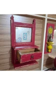 Vintage House Ahşap Vintage Duvar Dekoru, Eskitme Aynalı Dolap, Rustik Çekmeceli Ayna Çerçevesi, Retro Dresuar - 3