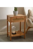 One Design Ahşap Sehpa Yan Sehpa Hasır Tek Çekmeceli Sehpa - 2