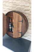 Veraart El Yapımı Yuvarlak Eskitme Ahşap Içki Viski Dolabı thumbnail 6