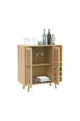 2K Wood Design Ahşap Bar Dolabı Kapaklar Jüt Kumaş Detaylı - 3