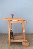 Reyo Lüx Ahşap Tekerlekli Tepsili Mutfak Servis Arabası & Dresuar Yan Sehpa, Içecek Servis Arabası - 3