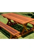 Buğlem Ahşap Bahçe Piknik Masası (Oturak 240Cm) Sedir,Masa,Bank thumbnail 2