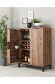 Mywoodteks Ahşap Bar Dolabı  Şarap Ve İçecek Raflı Çok Amaçlı Saklama Dolabı Modern Tasarım thumbnail 1