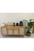 Şafakmobilya Ahşap Doğal Bambu Hazeranlı Masif Konsol Büfe thumbnail 2