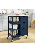 Varsthree 3 Çekmeceli Ve 3 Depolama Raflı Tekerlekli Modern Mutfak Arabası thumbnail 2
