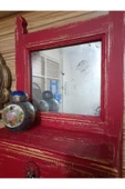 Vintage House Ahşap Vintage Duvar Dekoru, Eskitme Aynalı Dolap, Rustik Çekmeceli Ayna Çerçevesi, Retro Dresuar - 5