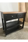 One Design Tekerlekli Mutfak Tezgahı Çekmeceli Raflı Kahve Bangosu Sunum Standı 75X100X45 - 5