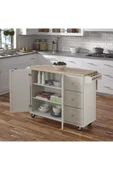 Beys Product Beys Çok Amaçlı Tekerlekli Ada Mutfak Dolabı / Mutfak Servis Arabası Kirli Beyaz - 2
