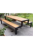 GirayDesign Ahşap Piknik Masası Masif Bank Bahçe Masası - 1