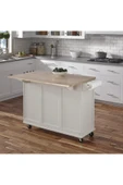 Beys Product Beys Çok Amaçlı Tekerlekli Ada Mutfak Dolabı / Mutfak Servis Arabası Kirli Beyaz - 3