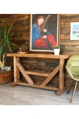 SZN Wood Bej Konsol Aron Ladin Eskitme Ahşap Szn-51-teak 147 x 42 x 84 cm - 3